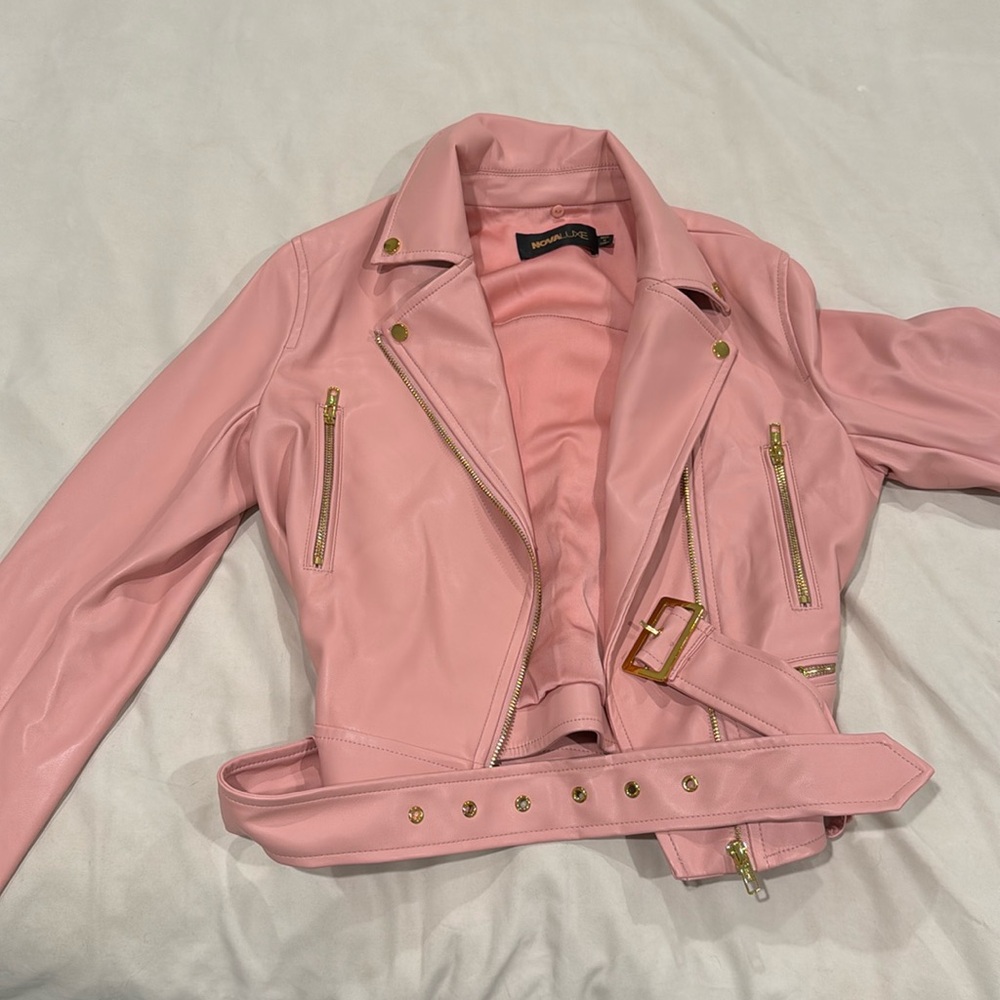 Fashionnova pink leather jacket